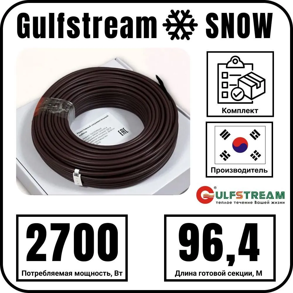 Gulfstream SNOW 2700/96,4 комплект резистивного греющего кабеля